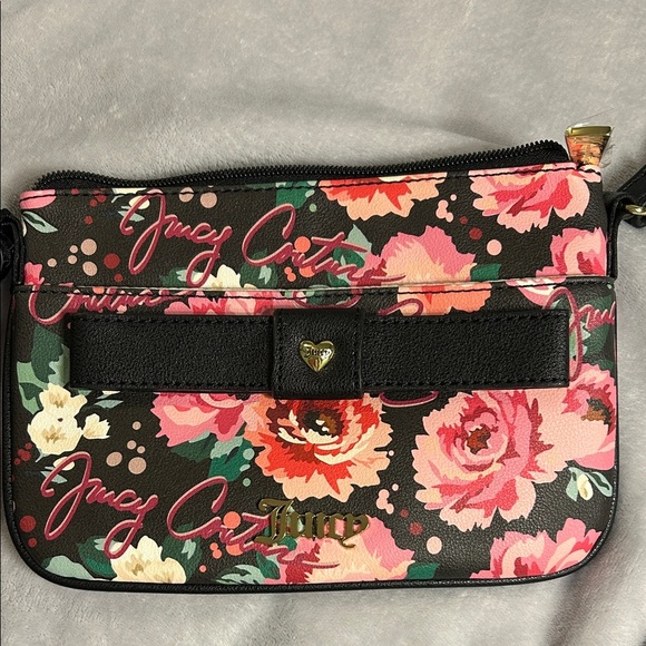 Juicy Couture Black and Pink Floral Crossbody Bag NWT - Picture 9 of 11